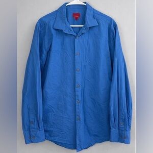 Alfani Slim Fit Stretch Blue Button Down Dress Shirt XL 17-17.5 34-35